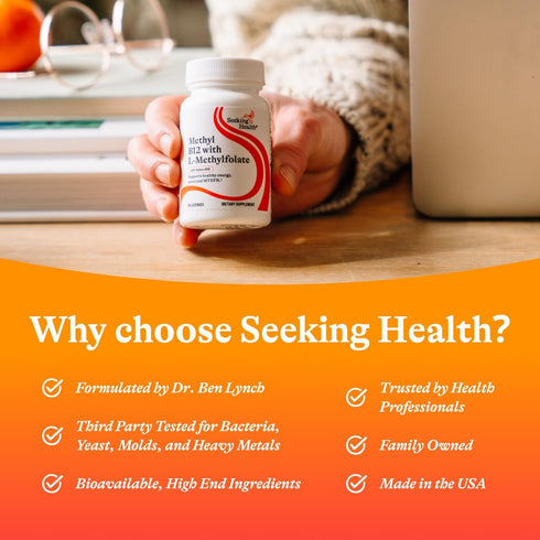 Seeking Health Methyl B12 with L-Methylfolate Lozenges, 60 Count, MTHFR & Brain Health Support