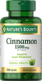Nature's Bounty Cinnamon Capsules 1500mg, Herbal Supplement for Sugar Metabolism, 100 Capsules