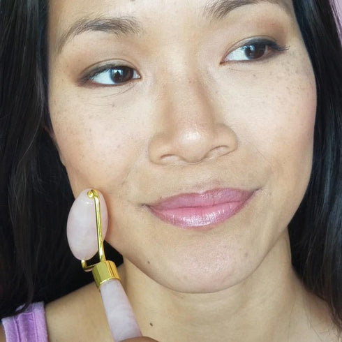 SILKTA´GE ROSE QUARTZ FACIAL ROLLER for Skin Care and Relaxation