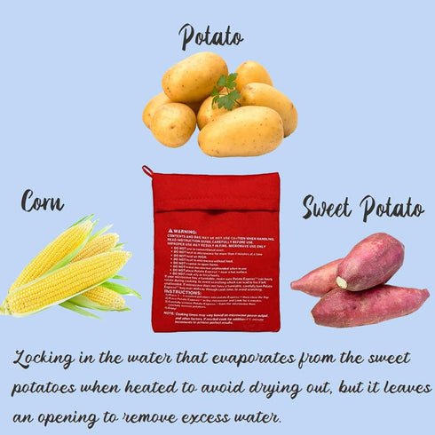 4 PCS Red Microwave Potato Bag, Reusable Microwave Cooker Bag for Baked Sweet Potato, Kitchen Pouch