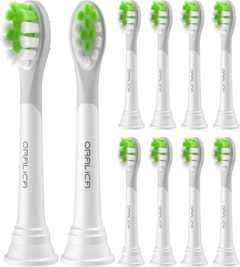 Replacement Heads Compatible with Philips Sonicare W DiamondClean - HX6062 HX6063 HX6064, 10 Pack, White
