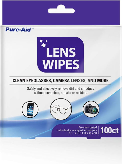 Lens Wipes 100ct (1pk) for Cleaning Eyeglasses, Camera Lenses, Smart Phones and More