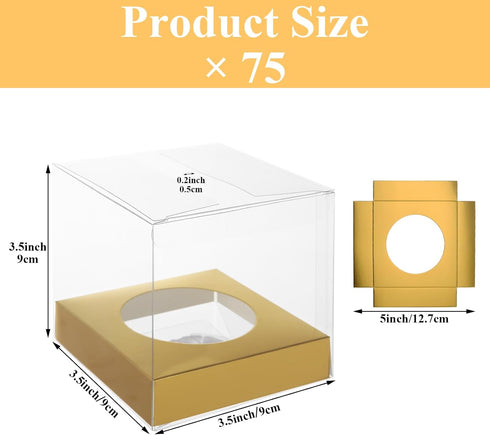 SHUESS 75PCS 3.54 Inches 75 Candy Apple Boxes with Hole Clear Apple Boxes for Treats, Food Grade PET Plastic Favor