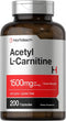 Horbaach Acetyl L-Carnitine 1500mg | 200 Capsules | Extra Strength ALCAR Supplement