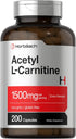 Horbaach Acetyl L-Carnitine 1500mg | 200 Capsules | Extra Strength ALCAR Supplement