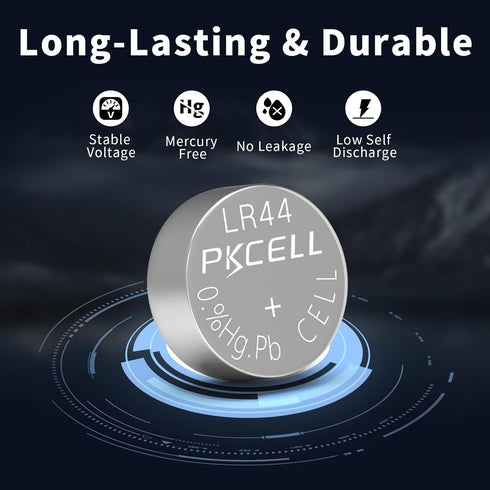 PKCELL LR44 1.5 AG13 357 303 A76 SR44 (10 CountPack 1) Batteries Volt Alkaline Button Coin Cell Battery
