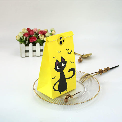 Halloween Treat Bags, 24 Pcs Trick or Treat Goody Gags Gift Bags with 24 Pcs Stickers for Party Supplies