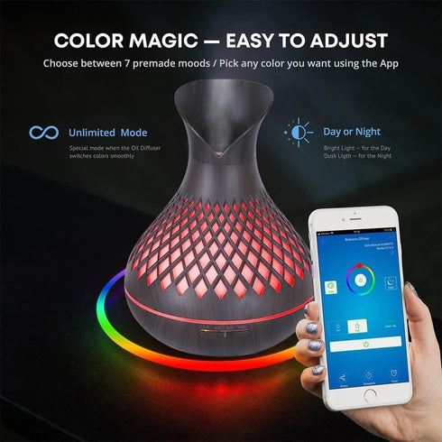 SAIHGUUI 500ml 7 4 Smart WIFI Essential Oil Diffuser, Aromatherapy Diffuser Humidifier for Large Room, Works with Phone