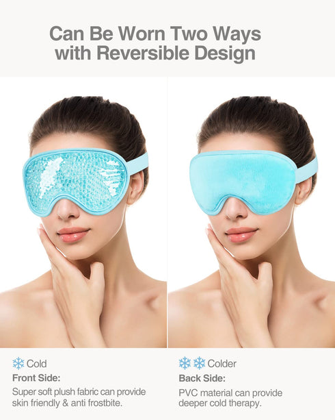 Luxtude Gel Eye Mask, Cooling Eye Mask for Dry Eyes 2PCS, Reusable Gel Sleep Mask for Puffiness/Dark Circles