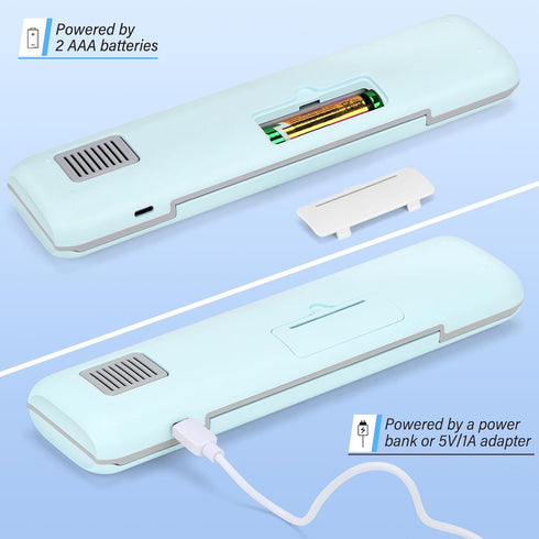 YourMate UVC Toothbrush Case, Travel Toothbrush Covers for Household and Traveling, Powered by AA Battery or USB-C, Blue