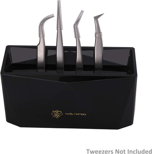 Pretty Memory Tweezer Holder, 6 Holes Lash Tweezer Stand for Eyelash Extensions, Black