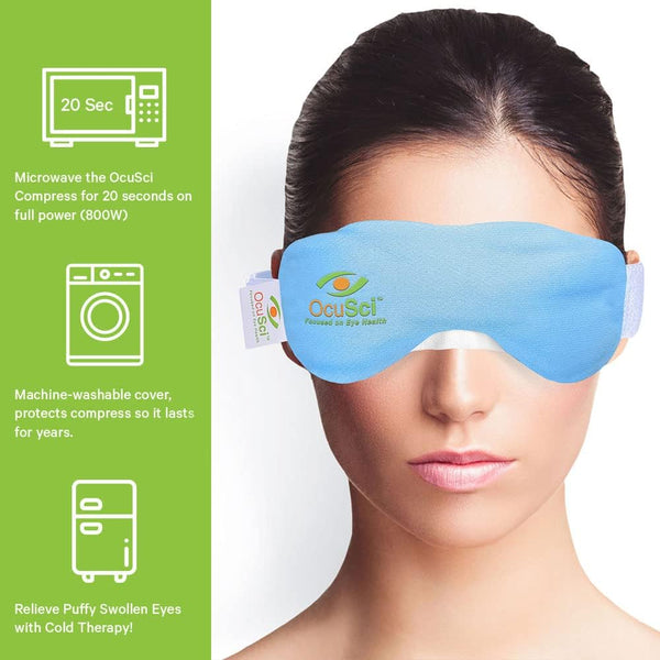 HydroHeat Dry Eye Compress for Eye Syndrome, Machine Washable Cover, Microwave or Freeze for Moist or Cold Therapy
