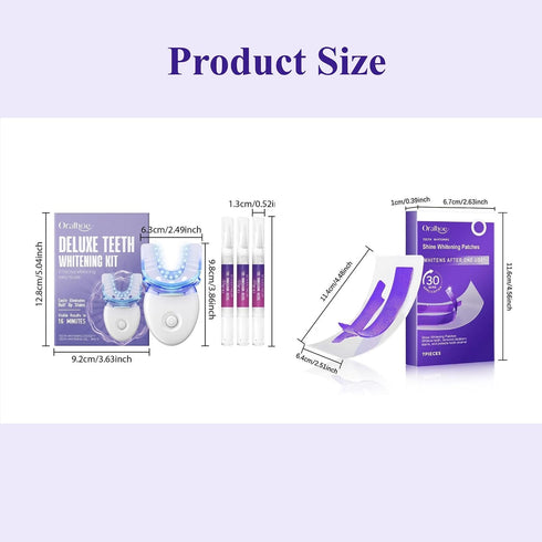 Longfng 3-in-1 3X 7pcs Teeth Whitening Kit,LED Accelerator Light with Whitening Gel Pens & Shine Whitening Strips
