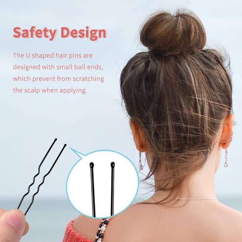 U Shaped IKOCO Hair Pins for Women's Ballet Buns, 2.4 inch with Storage Box