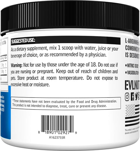 Evlution Nutrition L-Arginine + L-Citrulline - Endurance Workout Performance Supplement, Vegan, Gluten Free