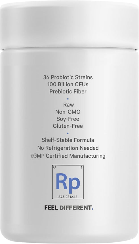 Codeage Raw Probiotic+ Supplement - 100 Billion CFU - 30 Capsules - 34 Strains with Digestive Enzymes & Raw Prebiotics