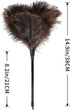 Natural Ostrich Feather Duster - 14.9 inch Fluffy Mini Dusters with Plastic Handheld for Cleaning Car, Keyboard, Office