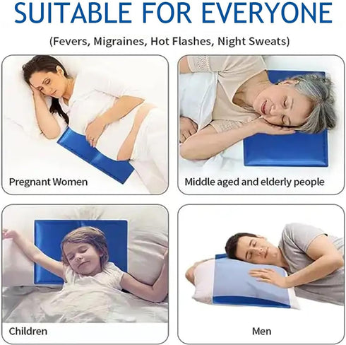 Reusable Gel Ice Pack for Sleeping - Cold Pillow Pad, Chill Pillow for Headaches, Migraines, Night Sweats, Navy Blue