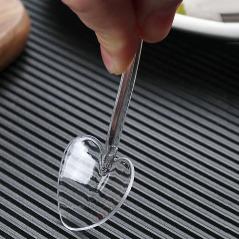 100Pcs Disposable Heart Shaped Dessert Spoons, Long Handle Plastic Tasting Spoons for Wedding Party Favors
