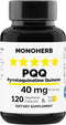 PQQ Supplement 120 Capsules, 40 milligrams Pyrroloquinoline Quinone with Omega 3