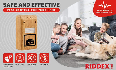RIDDEX Plus Insect Control Plug-in, Mouse Deterrent for Defense Against Rats, Mice, Roaches, Bugs (Wood)