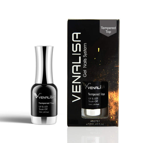 VENALISA 12ML No Wipe Tempered Top Coat, Scratch Resistant High Gloss Soak Off Clear Gel Nail Polish 0.43 OZ