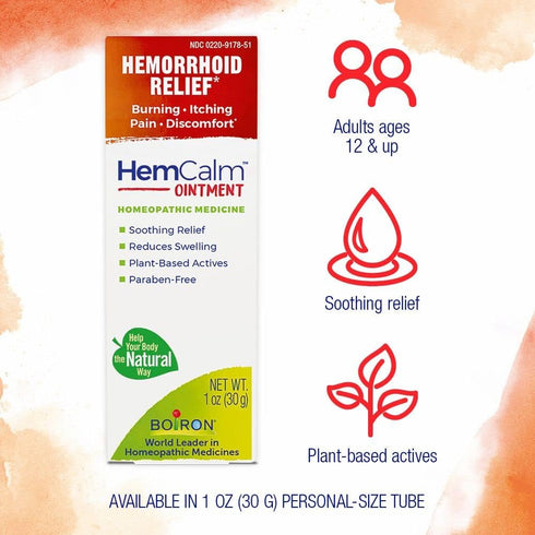 Boiron HemCalm Ointment for Pain, Itching, Swelling, or Discomfort Relief - 1 oz