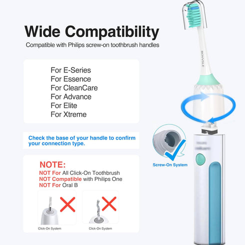 Toothbrush,6 Replacement Toothbrush Heads for Philips Sonicare Replacement Heads E-Series, Essence, Electric