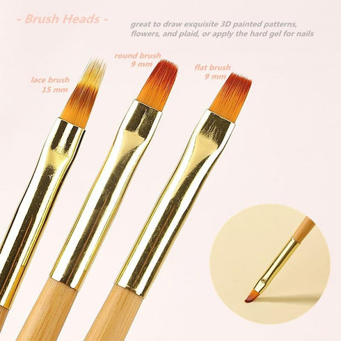 5PCS Dotting Pens and 3PCS Nail Painting Brushes, Double Ended Nail Art Design Tools and Dotting Tool Kit