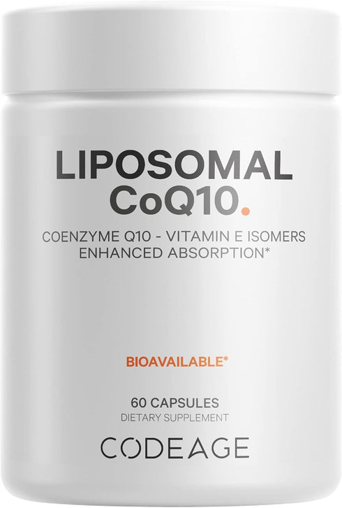 Codeage Liposomal CoQ10 Supplement - 125 mg Coenzyme Q10 with Vitamin E Isomers, 2-Month Supply, Vegan, Non-GMO,