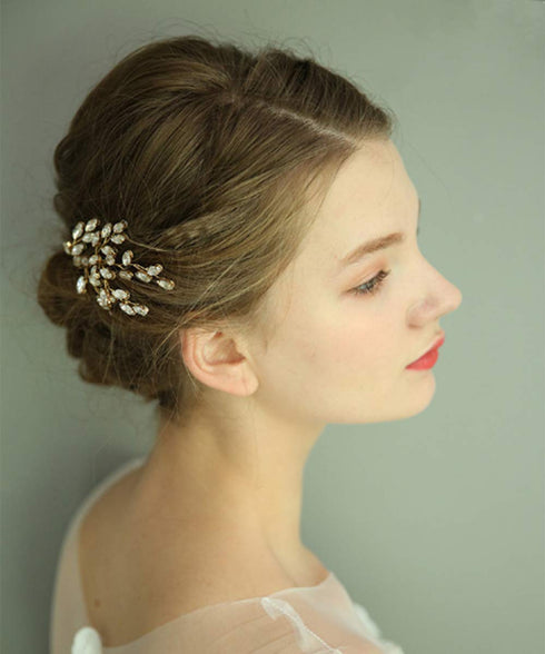 Wedding Bridal Rose Gold Hair Accessories - Crystal Hair Comb, Rhinestone Headpiece (rose gold)