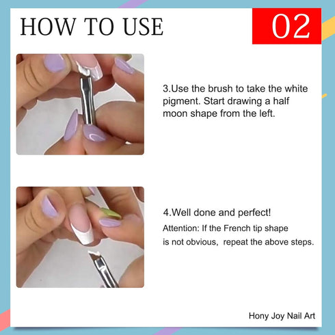 Oblique Head French Tip Nail Brush, Black Handle UV Gel Acrylic Painting Drawing Pen, Pack of 1