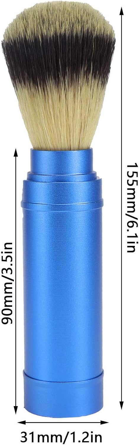 POCREATION Portable Beard Brush for Men - Travel Facial Shaving Brush, Aluminum Grooming Tool