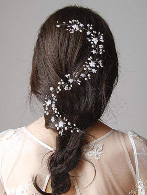 Unicra Bridal Headpiece - Wedding Crystal Flower Hair Vine Headbands - Wedding Hair Accessories (Gold)