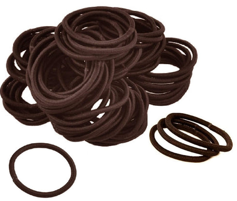 Kenz Laurenz 100 Hair Elastics, No Crease Ouchless Ponytail Holders, 4mm, Brown