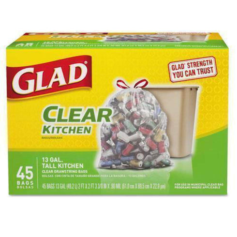 Clear Drawstring Can Liner, PK45