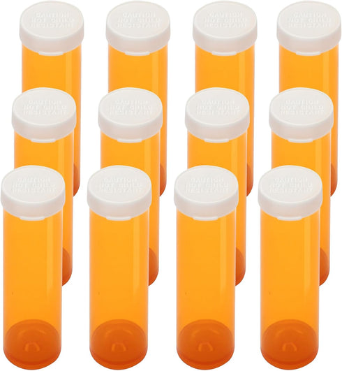 Empty Plastic Pill Bottles with Easy Open Caps, Prescription Medication Vials, Clear Containers, 12pcs (60 Dram)