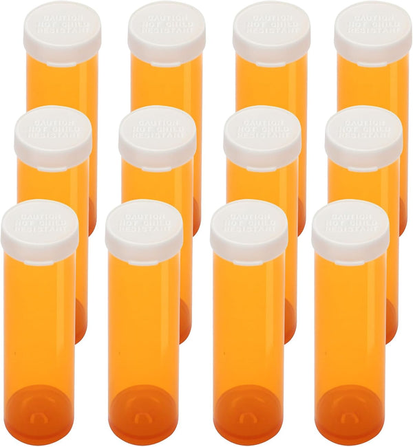 Empty Plastic Pill Bottles with Easy Open Caps, Prescription Medication Vials, Clear Containers, 12pcs (60 Dram)