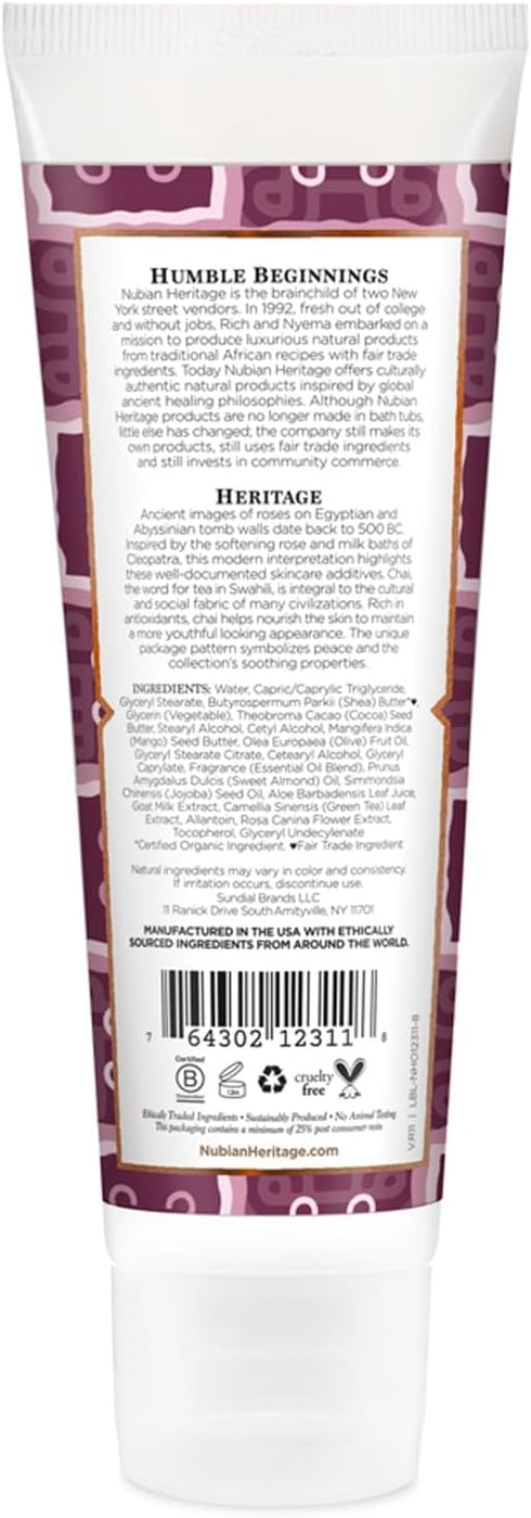Nubian Heritage Hand Cream, Goat Milk and Chai, 4 Ounce