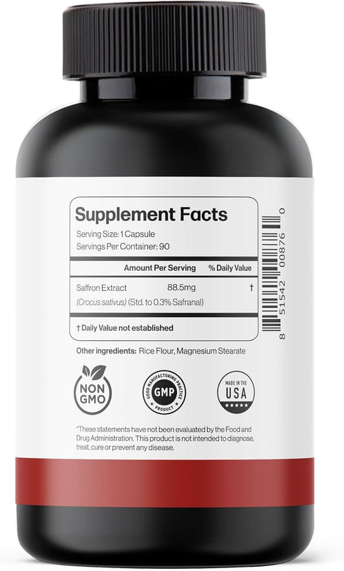 Happy Saffron Supplements - 100% Pure Saffron Extract Supplement - Mood Enhancer for Women & Men, Eye Health Support -
