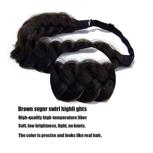 TOECWEGR Classic Braided Headband, Synthetic Hair Wide Strands Wig Band for Women Beauty Accessory
