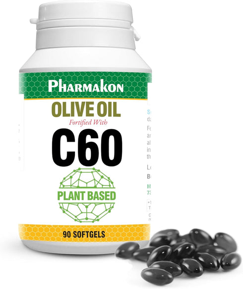 PHARMAKON C60 Enriched Olive Oil Capsules, Plant Based (90 Capsules)
