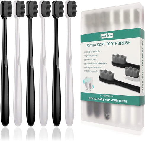GoldDawn Extra Soft Toothbrush for Sensitive Teeth and Gums, Micro Fur Manual Toothbrush with 20000 Ultra Soft Bristles