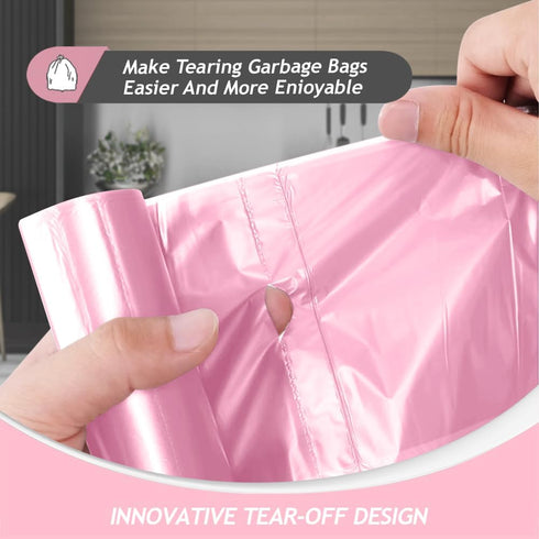 Teivio Strong Trash Bags, 2 Gallon, 120 Counts, Pink, Bathroom Trash Can Liners