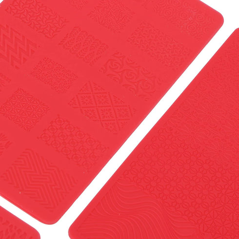 Nail Stamping Template, 4pcs Nail Stamp Plates Set, 3D Relief Nail Printing Template for Salon DIY Manicure
