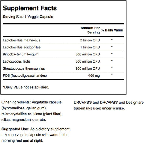 Swanson Probiotic Complex - 4.2 Billion CFU, 5-Strain Digestive Health Supplement with Prebiotic FOS - 120 Veggie DRcaps