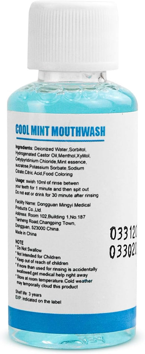 25 Travel Size Mouthwash Bulk Mini Bottles, 1.2oz/35ml Fresh Mint Portable Mouthwash for Toiletry Kits
