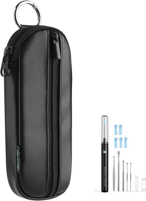 Beautyflier Ear Wax Removal Tools Storage Bag - PU Soft Leather Case for BEBIRD Ear Cleaner Endoscope Kit (Bag Only)