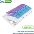 Ezy Dose Weekly AM/PM Pill Organizer, 7-Day Vitamin Box, Small Pop-out Compartments, Blue and Purple Lids