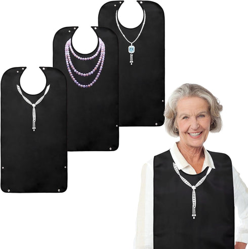 Kingrol Adult Bibs for Women, Waterproof Clothing Protector with Crumb Catcher, Adjustable,
